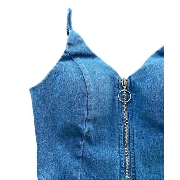 Juniors Jeans mini dress zip up padded size Small - Picture 3 of 3